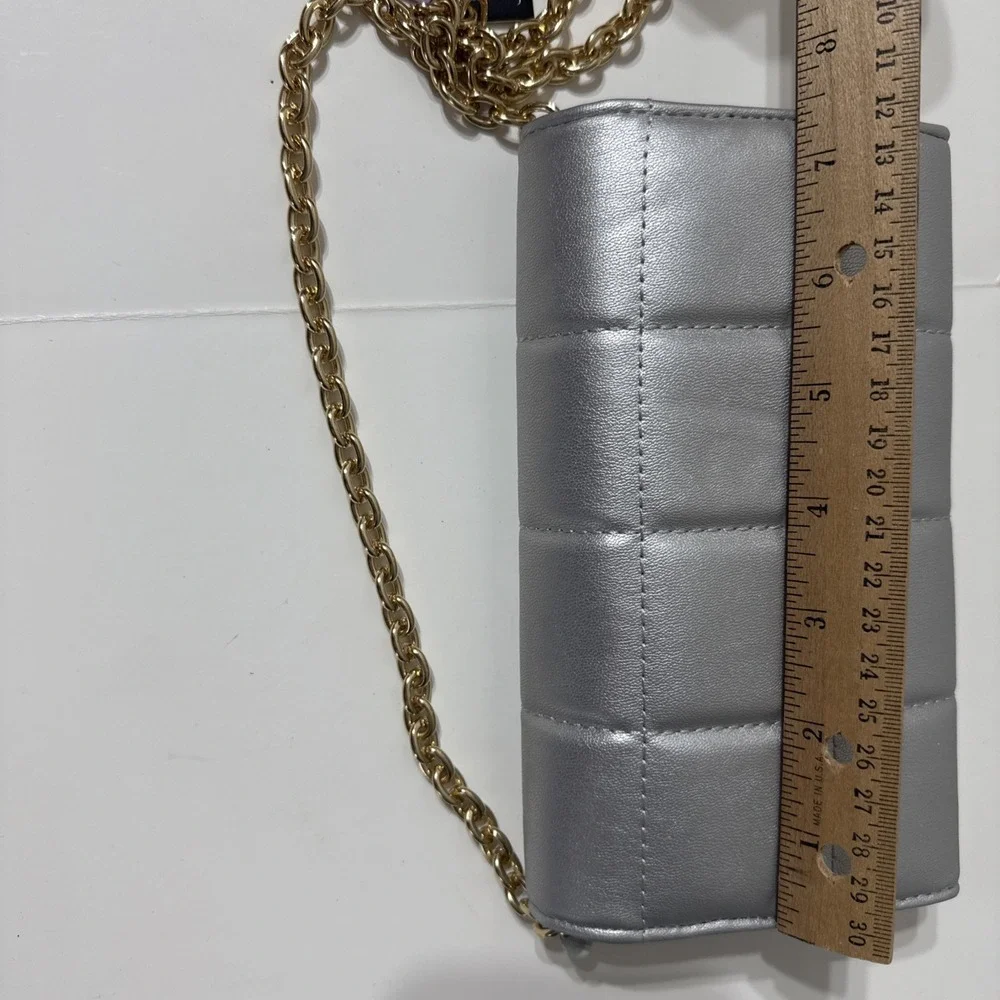 House Of Want Vegan‎ Purse/Wallet Crossbody Gold Chain SILVER Color Purse W/Tags